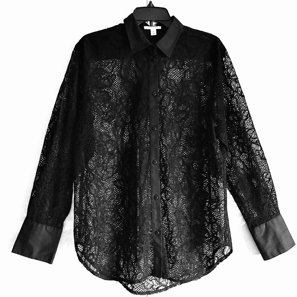 Soaked Nylah Black Lace Button Down Blouse Size M EUC - Picture 4 of 16